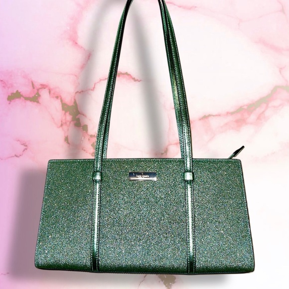 kate spade Handbags - NWT Kate Spade Shoulder Satchel, Seawater, Green Glitter and Metallic Leather